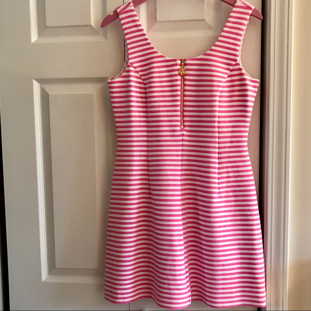 Lilly Pulitzer pink white striped dress, M